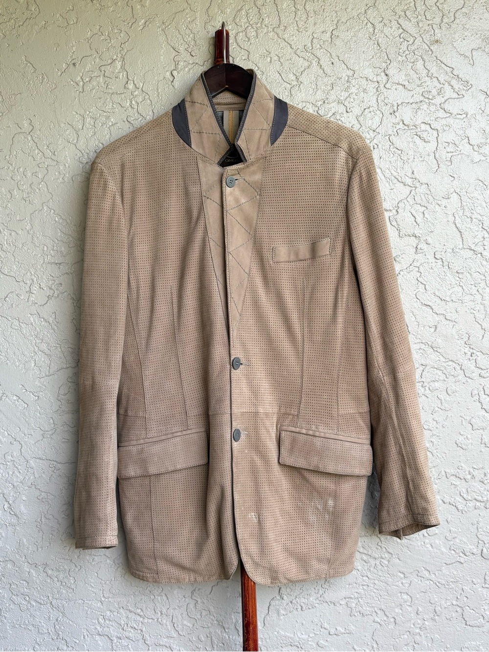 GIMO’S Italy Men’s 50 Perforated Goat Suede Jacket Kilgore Trout